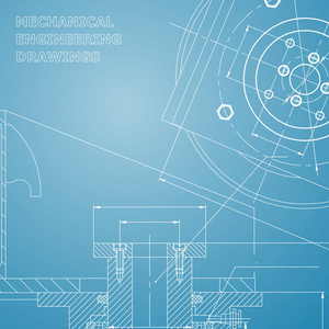 机械。 技术设计。 工程风格。 机械仪器制造。 封面传单横幅。 蓝色和白色