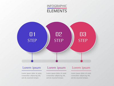 用于演示的矢量业务模板。 图图和图表的抽象元素，有3个步骤，选项，部分或过程。 信息图表的创造性概念。
