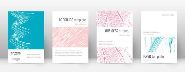 封面设计模板。简约小册子布局。时髦的抽象封面页面。粉色 a