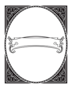 装饰椭圆形框架，黑白颜色..横幅，华丽的角落..为卡，标签..