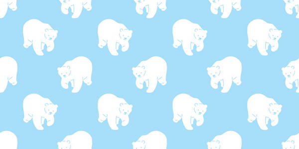 熊无缝图案北极熊矢量熊猫围巾隔离瓷砖背景重复壁纸卡通插图