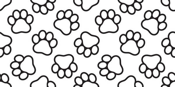 狗爪无缝矢量足迹猫小狗瓷砖背景重复壁纸孤立卡通白色照片