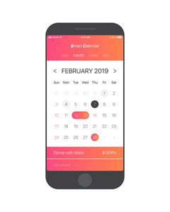 矢量日历应用程序 Ui 概念