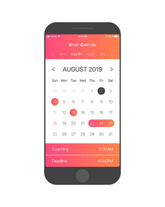 矢量日历应用程序 Ui 概念