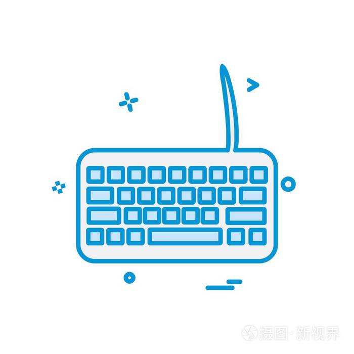 键盘图标设计彩色矢量插图