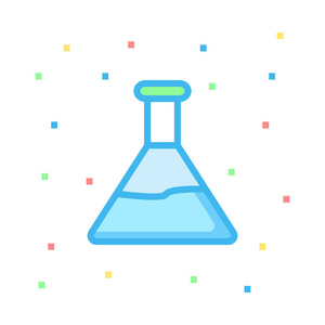 实验室烧瓶平面样式图标矢量插图