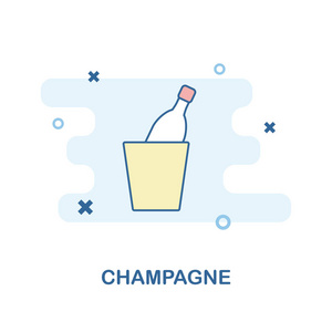 香槟酒创意图标的颜色。简单的元素插图。香槟酒概念符号设计从酒吧和餐厅收集。非常适合网页设计应用程序软件打印