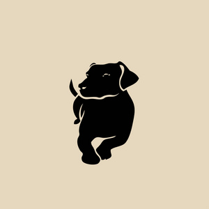 躺着的杰克罗塞尔猎犬勾勒出米色背景的插图
