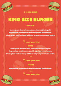 汉堡餐厅菜单准备打印