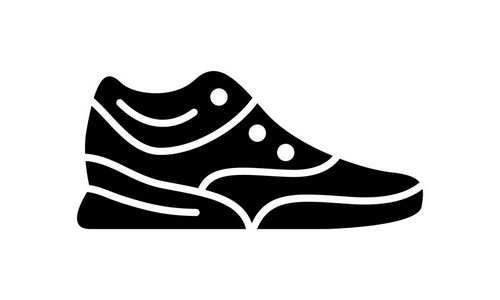 跑鞋图标。 健身和运动运动鞋的简单插图。 白色背景上的矢量标志商店图形。