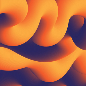 背景与抽象橙色和黑色3d 曲线线模式