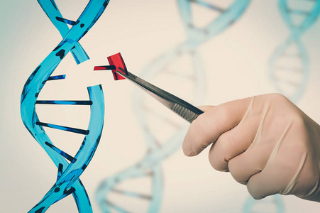 科学家之手取代DNA基因工程和基因操纵概念复古风格