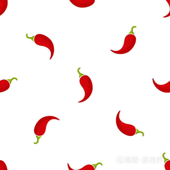 扁平蔬菜无缝图案. 装饰食品设计背景以现代红色与辣椒或辣椒蔬菜.
