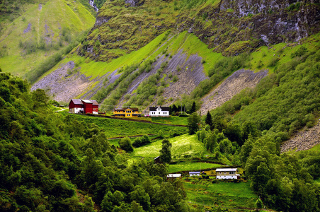 sognefjord峡湾穿过著名的弗拉姆镇，该镇以其景观和旅游火车而闻名