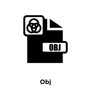 在白色背景上隔离的ob j图标矢量，标志概念，在透明背景上填充黑色符号
