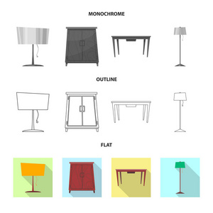 家具和公寓标志的矢量设计。一套家具和家庭矢量图标股票