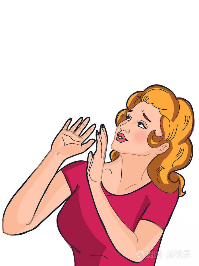 卡通妇女抬头,担忧,插图和言语泡沫照片-正版商用图片13196q-摄图新