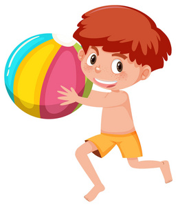 男孩玩海滩球插图
