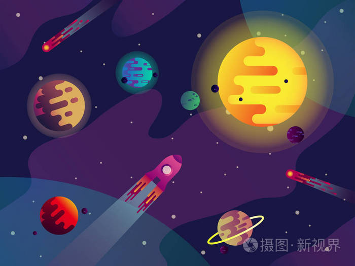 银河系或宇宙太阳行星宇宙飞船彗星