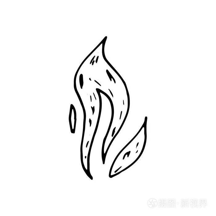 手绘火涂鸦. 素描风格图标. 装饰元素. 孤立在白色背景上. 平面设计.
