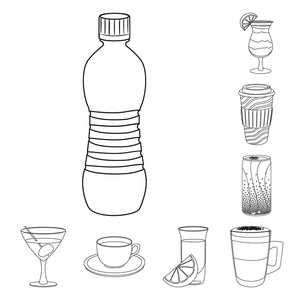 饮料和酒吧图标的矢量设计。饮料的汇集和党的股票载体例证