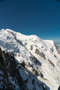 从蒙布朗山海特萨沃埃的AiguilleduMidi山的Grandes Jorasses和DentDuGeant全景