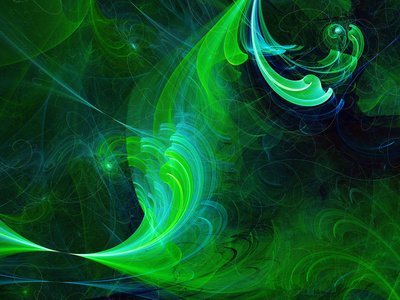 绿色抽象分形背景三维渲染