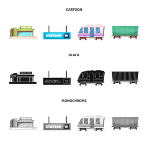 列车和车站标志的矢量设计。火车票股票矢量图集