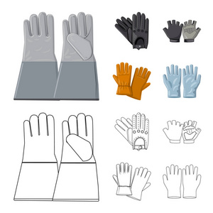 手套和冬天标志的向量例证。网络手套和设备库存符号集