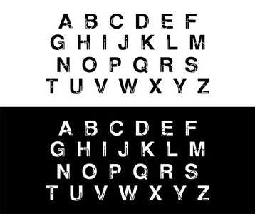 现代字母表重叠大写字体和小写字体。 设计标志海报邀请等。 排版双曝光字体。 矢量插图