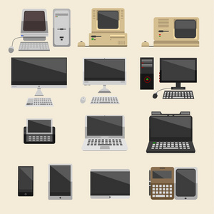 计算机笔记本电脑网络和桌面技术矢量图