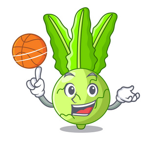 与篮球动画片绿色大头菜在市场上