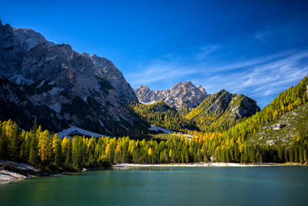 意大利TrentinoAltoAdige，多洛米特斯，布莱斯湖