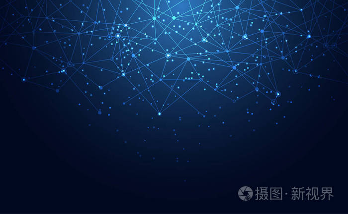 现代抽象网络科学连接技术互联网与平面设计.高科技未来蓝色背景网络.