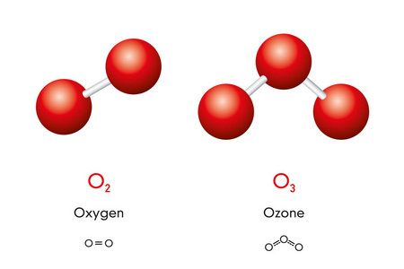 臭氧分子氧o2和臭氧o3分子模型及化学式.双氧和三氧.天然气.