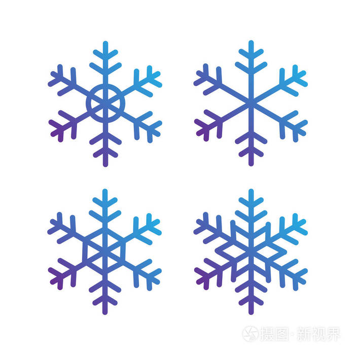 收集的彩色矢量雪花插画-正版商用136
