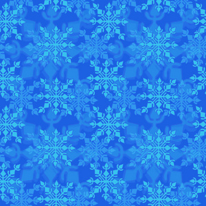 寒假无缝图案与雪花在蓝色背景。可用于织物上的印刷包装纸和现场背景。