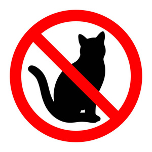 红玻璃禁用标志黑猫