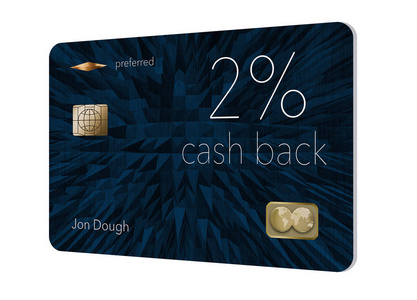这是2的现金回报信用卡。 这是一个通用的插图与通用的标志和名称等。