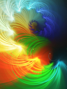 彩虹抽象分形背景三维渲染