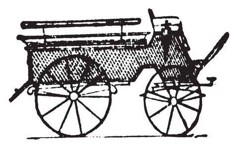 马车是一种四轮式车辆，设计用于携带4或6人复古线绘图或雕刻插图。