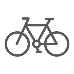 自行车线图标, 周期和运动, 自行车标志, 矢量图形, 一个白色背景的线性模式