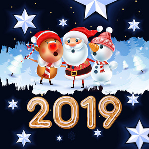  Merry Christmas symbol. Santa Claus on a winter background with