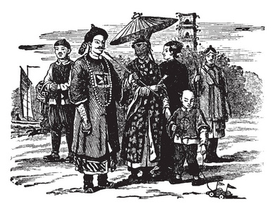 中国人民是与中国复古线条绘画或雕刻插图相关的各种个人或群体。