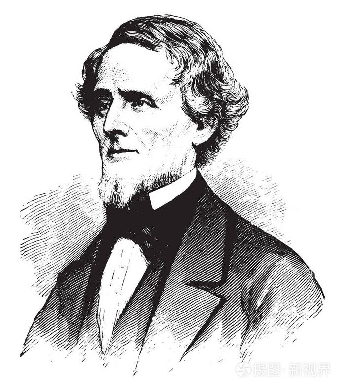 杰斐逊·戴维斯,1808-1889年,他是一位美国政治家,1861年至1865年任