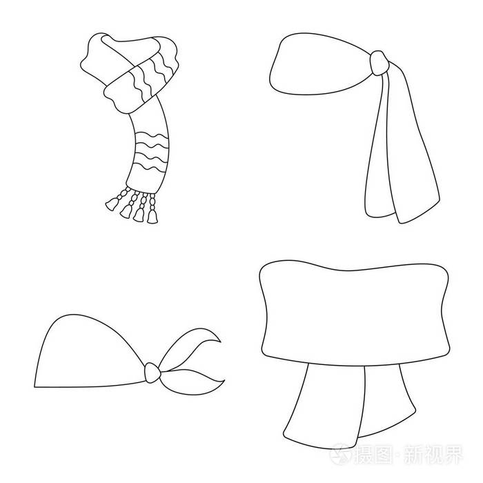 围巾和披肩符号的矢量插图围巾和辅料的收藏向量插图