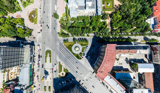 与空中城市景观 道路 房屋和建筑物