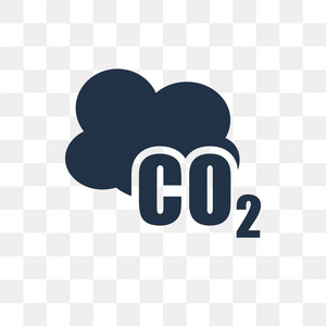 在透明背景上隔离的CO2矢量图标，CO2透明概念可以使用Web和移动
