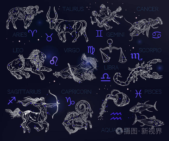 白羊座, 金牛座, 双子座, 癌症, 狮子座, 处女座, 天秤座, 天蝎座