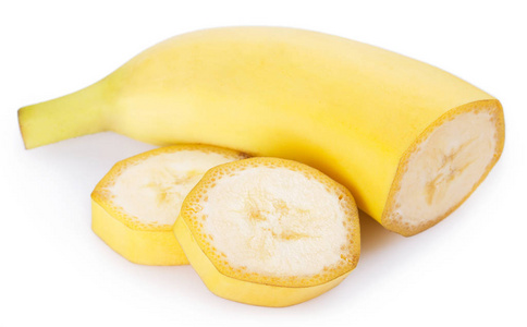白色背景上分离的新鲜香蕉